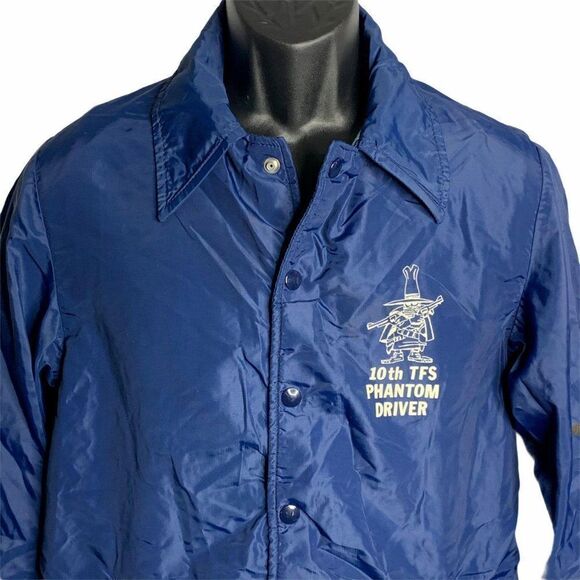 Vintage Nylon Track Jacket S Blue TFS - Picture 1 of 7
